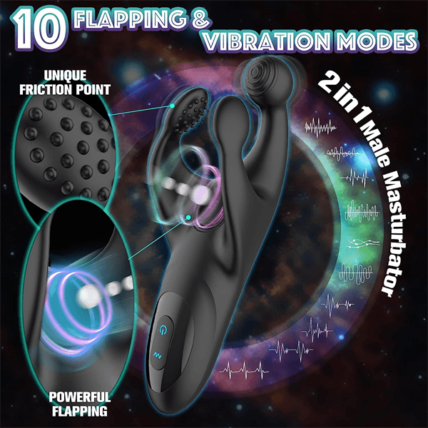 10 Flapping & 10 Vibrations Testicle Massager Vibrator - Delightor