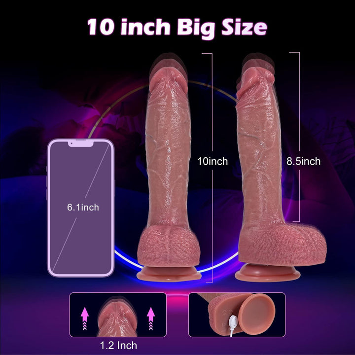 10" Realistic Silicone Dildo Strong Suction Cup Vibrator - Delightor