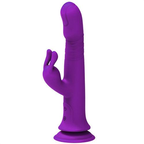 10 Thrusting & 9 Vibration Rabbit Vibrator Dick Hot Pink - Delightor