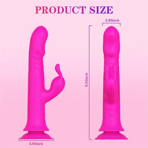 10 Thrusting & 9 Vibration Rabbit Vibrator Dick Hot Pink - Delightor