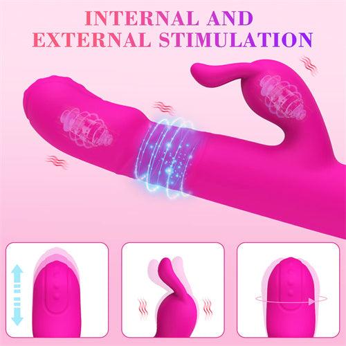 10 Thrusting & 9 Vibration Rabbit Vibrator Dick Hot Pink - Delightor