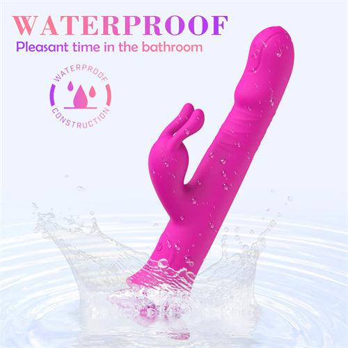 10 Thrusting & 9 Vibration Rabbit Vibrator Dick Hot Pink - Delightor