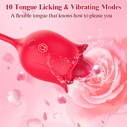 10 Tongue Licking & Tapping Rose Toy - Delightor