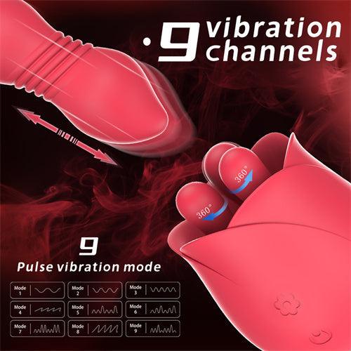 2 in1 Rotating & Thrusting Rose Vibrator Alina - Delightor