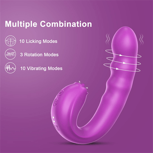 3 in 1 Clitoral Licking Rotating G Spot Vibrator - Delightor