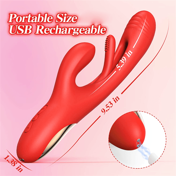 3IN1 Flapping Rabbit Vibrator Red - Delightor