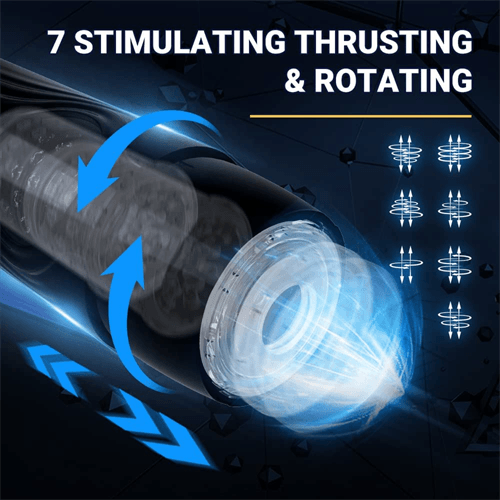 7 Thrusting & Rotating Black Stroker - Delightor