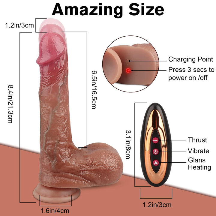 8.4'' Lifelike Dildo with Thrusting & Vibrating Function - Delightor