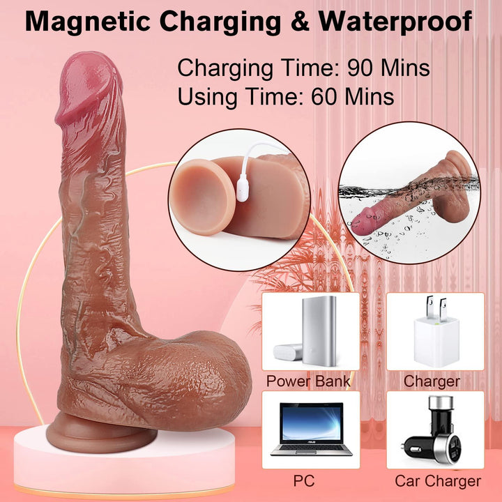 8.4'' Lifelike Dildo with Thrusting & Vibrating Function - Delightor