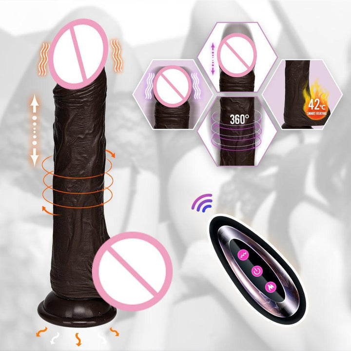 8.7" Electric Realistic Dildo Telescopic Swing Rotating Heating Coffee - Delightor