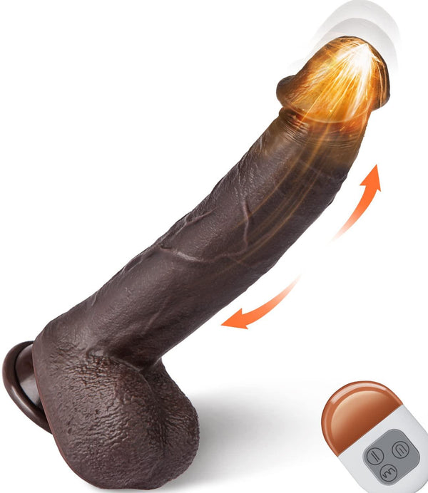 9.8" Thrusting Remote Control Brown Dildo for Women - Delightor