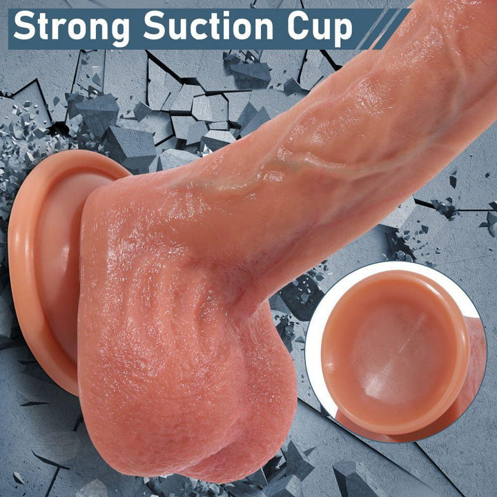 9" Liquid Silicone Realistic Dildo Strong Suction Cup Penis for Women - Delightor