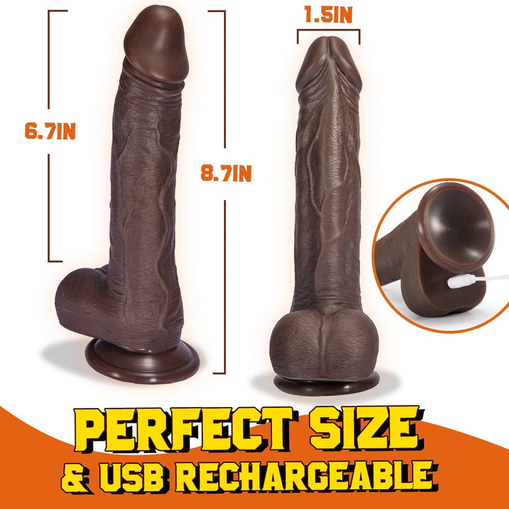 Chocolate Realistic Thrusting Dildo Vibrator Sex Toy - Delightor