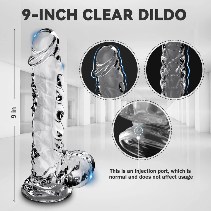 Clear Dildo 9 Inch G spot Monster Dildo - Delightor