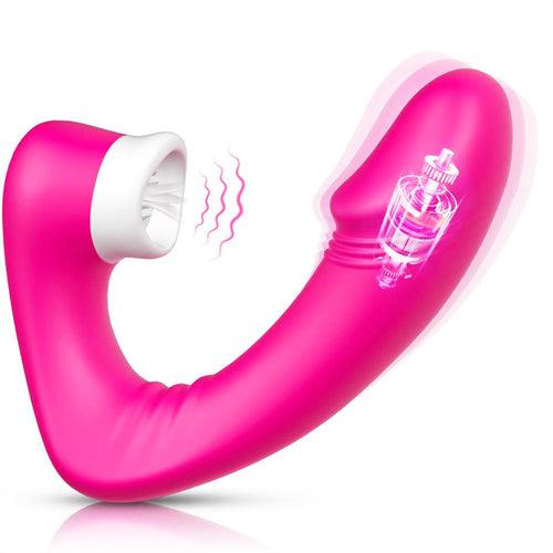 G-spot Dildo Clitoral Licking Vibrator Afra Hot Pink - Delightor