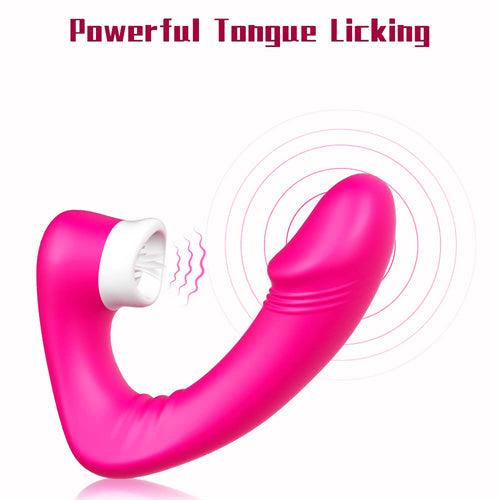 G-spot Dildo Clitoral Licking Vibrator Afra Hot Pink - Delightor