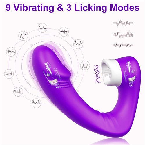 G-spot Dildo Clitoral Licking Vibrator Afra Hot Pink - Delightor