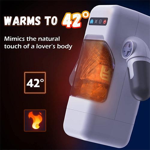 Game Cup -Thrusting Vibrating Masturbator with Heating System White - Delightor