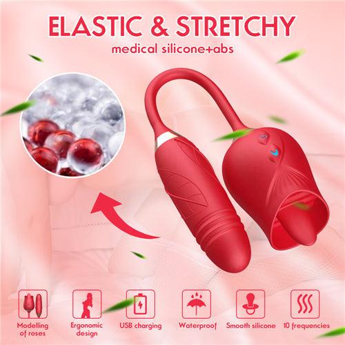 Licking Rose Vibrator Dildo Pro3 Red - Delightor