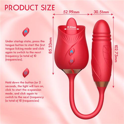 Licking Rose Vibrator Dildo Pro3 Red - Delightor