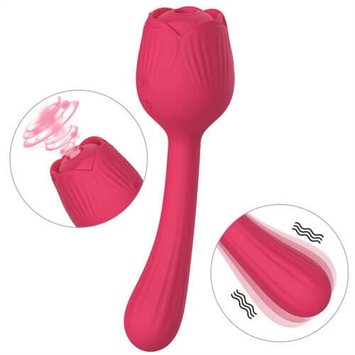 New 2 in 1 Sucking Long Rose Toy - Delightor