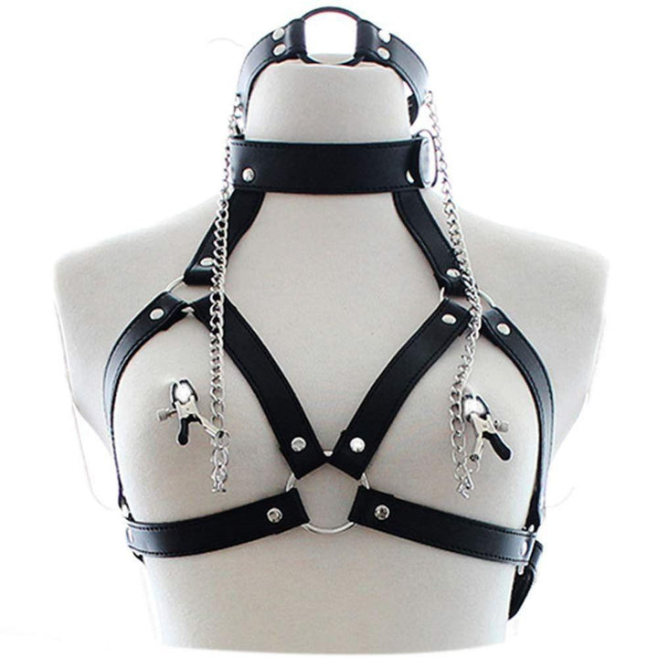 Nipple Clamp Chest Harness Breast Neck Collar Restraint Bondage - Delightor