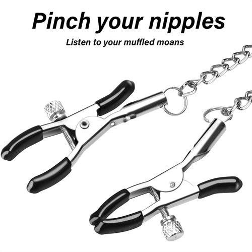 O-Ring Gag with Nipple Clamps - Delightor