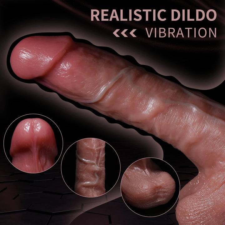 Realistic Dildo Thrusting Dildo Vibrator with 5 Thrusting Modes 9.5 Inch Vibrating Dildo - Delightor