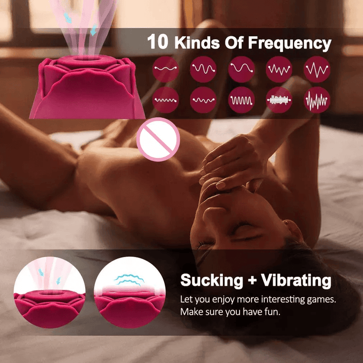 Rose Licking Sucking Vibrator Vagina Clitoral Nipple Stimulator Toy - Delightor