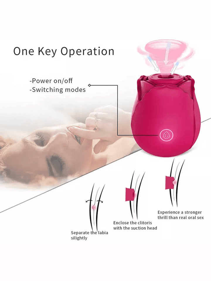 Rose Licking Sucking Vibrator Vagina Clitoral Nipple Stimulator Toy - Delightor