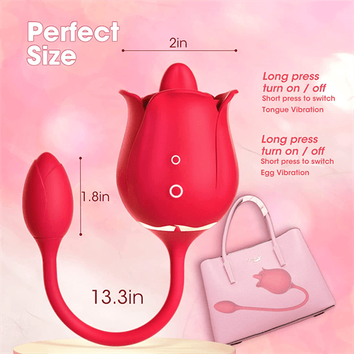 Rose Licking Vibrator Red - Delightor