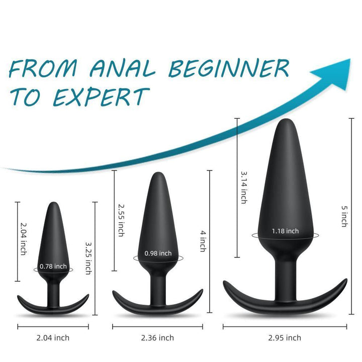 Silicone Anal Butt Plugs Training Set for Beginners Advanced Users - Delightor