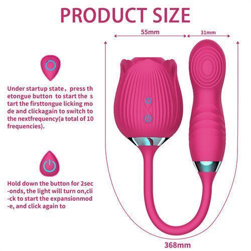 Sucking Slap Rose Dildo Vibrator Hot Pink - Delightor