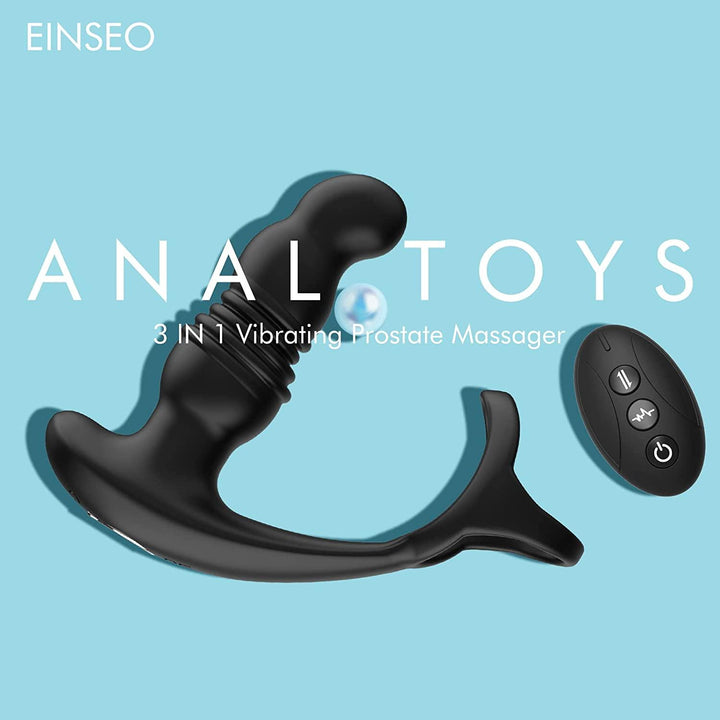 Thrusting Prostate Massager Anal Vibrator with Cock Ring Janisa - Delightor