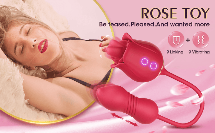 Thrusting Rose Licking Vibrator Red - Delightor