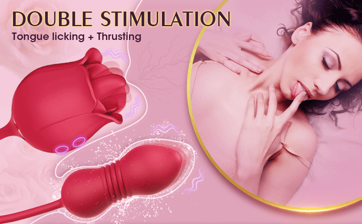 Thrusting Rose Licking Vibrator Red - Delightor