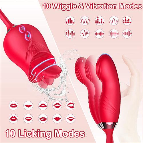 Tongue Licking Vibrator With Wiggly Dildo Eudora - Delightor