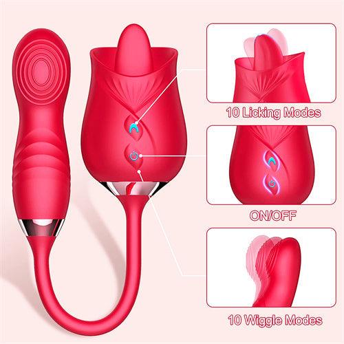 Tongue Licking Vibrator With Wiggly Dildo Eudora - Delightor