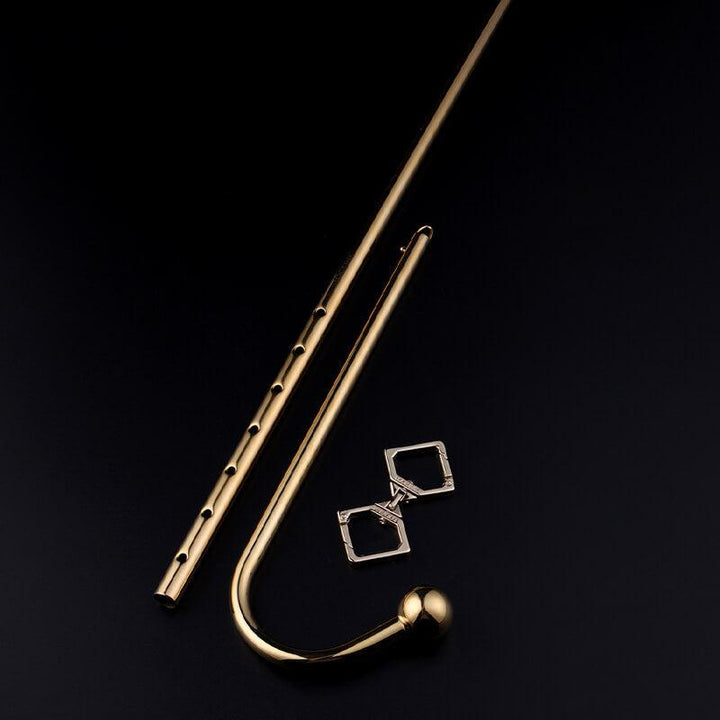 LOCKINK Adjustable Gold Anal Hook With Collar Connector - Delightor